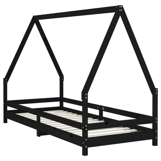 Sängram I Massiv Furu För Barnsäng Svart 80X200 Cm