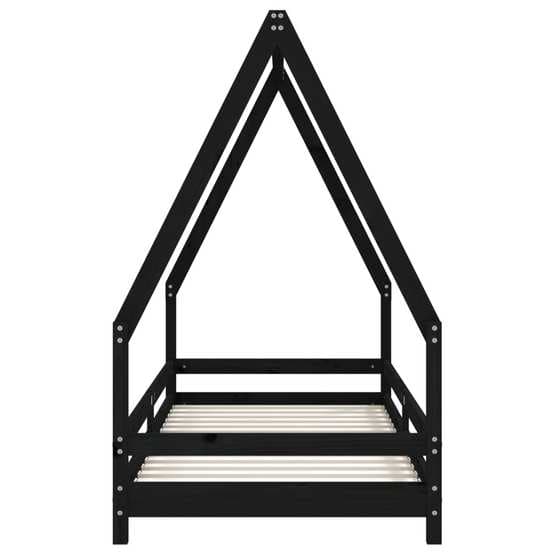 Sängram I Massiv Furu För Barnsäng Svart 80X200 Cm