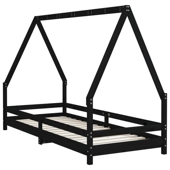 Sängram I Massiv Furu För Barnsäng Svart 80X200 Cm