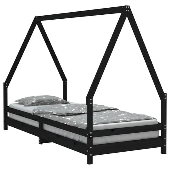 Sängram I Massiv Furu För Barnsäng Svart 80X200 Cm