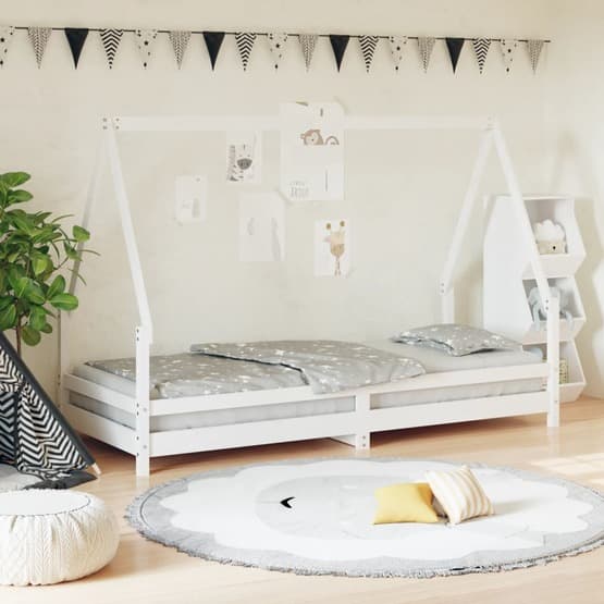 Sängram För Barnsäng 90X200 Cm Massiv Furu Vit