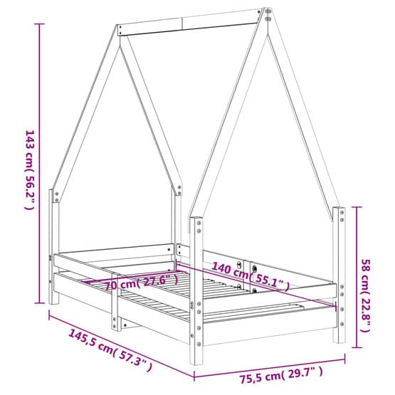Sängram Barnsäng I Massiv Furu 70X140 Cm Vit