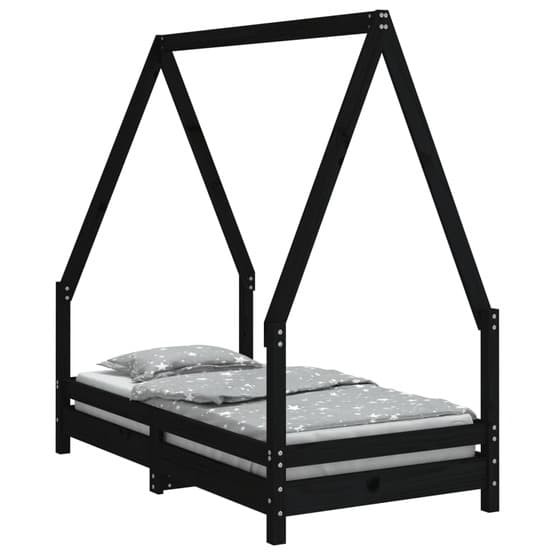 Sängram Barnsäng Massiv Furu Svart 70X140 Cm