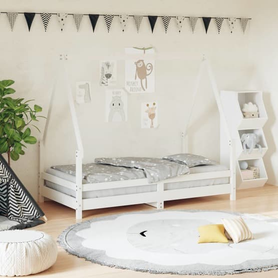 Sängram Barnsäng Vit 80X160 Cm Massiv Furu