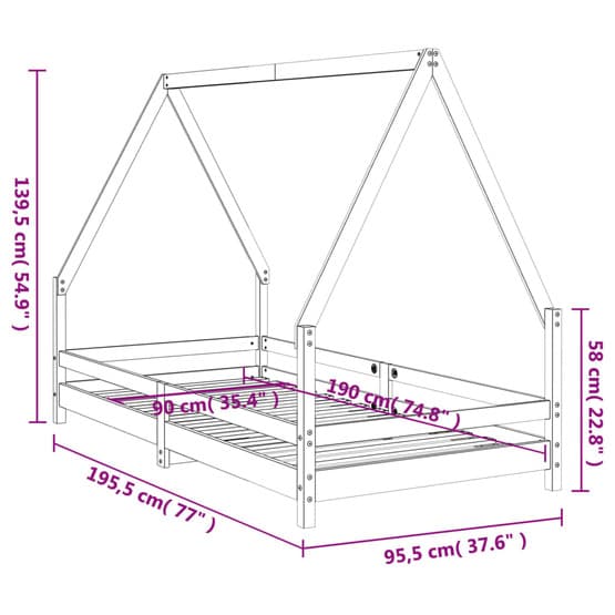 Sängram Barn Massiv Furu 90X190 Cm