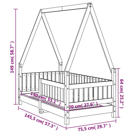 Sängram För Barnsäng Vit 70X140 Cm Massiv Furu Vit
