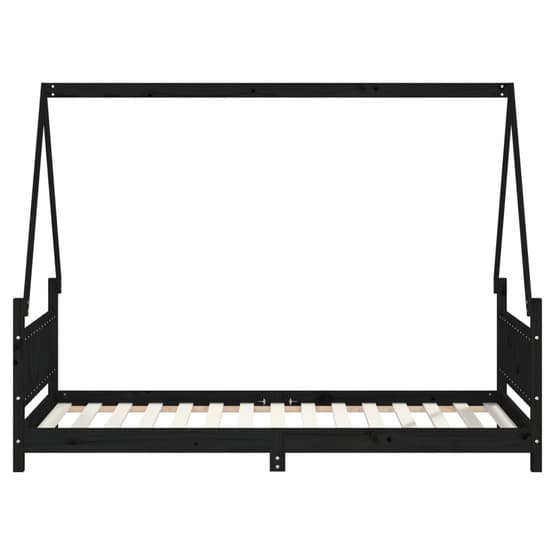 Sängram För Barn Massiv Furu Svart 90X190 Cm