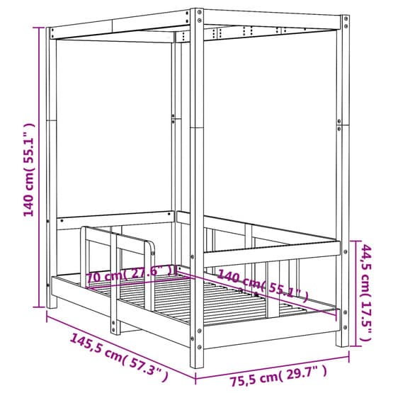 Sängram 70X140 Cm För Barnsäng Massiv Furu
