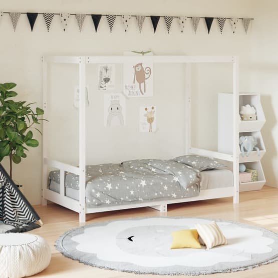 Sängram För Barnsäng Massiv Furu Vit 80X160 Cm