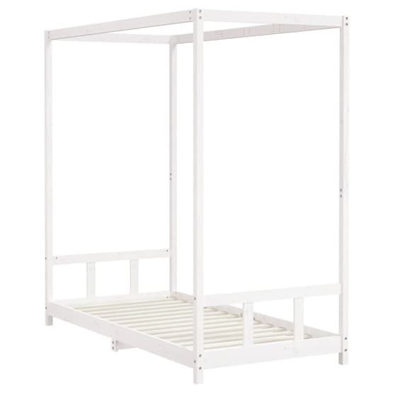 Sängram I Massiv Furu För Barn Vit 90X190 Cm