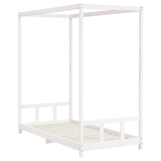 Sängram I Massiv Furu För Barn Vit 90X190 Cm