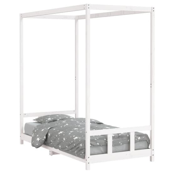 Sängram I Massiv Furu För Barn Vit 90X190 Cm