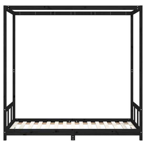 Sängram För Barn Svart Massiv Furu 90X190 Cm