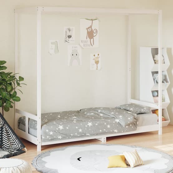 Sängram Vit Barnsäng Vit 80X200 Cm Massiv Furu