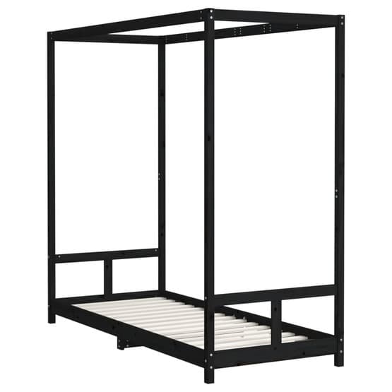 Sängram Barnsäng Massiv Furu Svart 80X200 Cm
