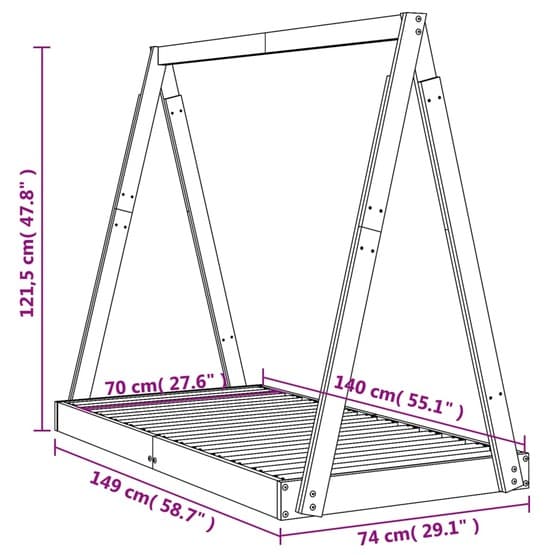 Sängram För Barnsäng Vit 70X140 Cm Massiv Furu