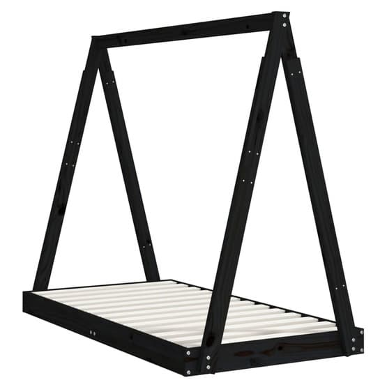 Sängram För Barnsäng Svart 70X140 Cm Massiv Furu