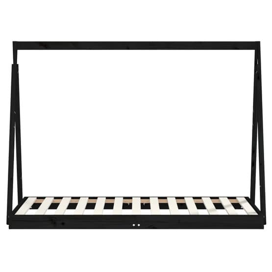 Sängram I Massiv Furu För Barnsäng Svart 80X160 Cm