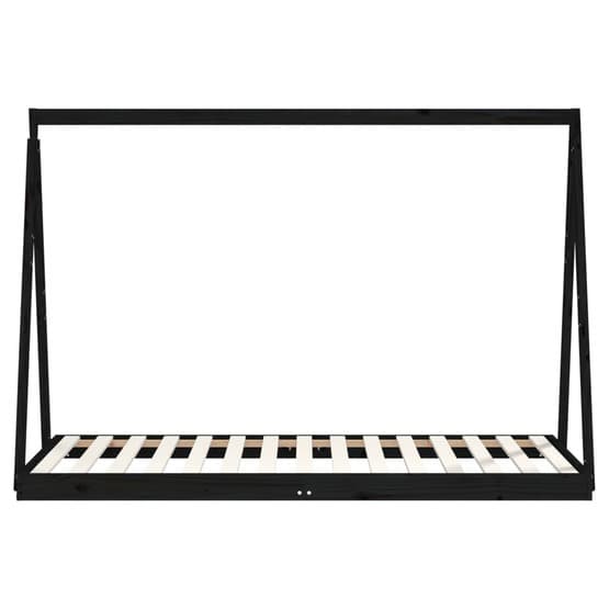 Sängram För Barn 90X190 Cm Massiv Furu Svart