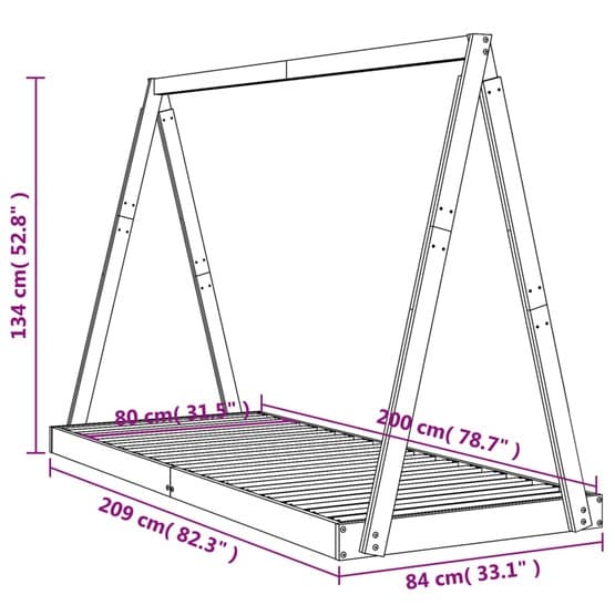 Sängram Barnsäng 80X200 Cm I Massiv Furu