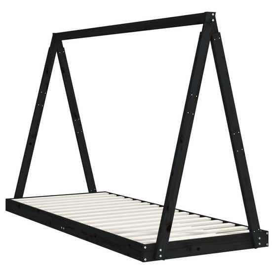 Sängram För Barnsäng Svart 80X200 Cm Massiv Furu