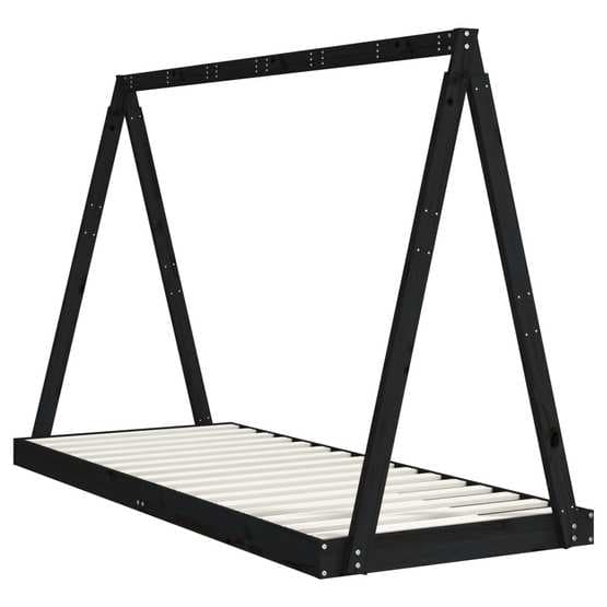 Sängram För Barnsäng Svart 80X200 Cm Massiv Furu