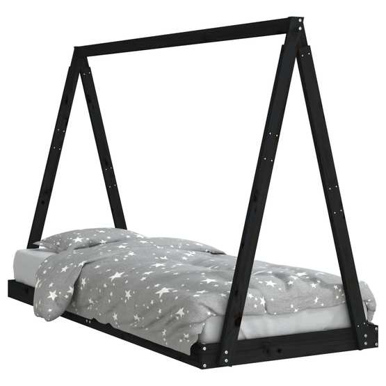 Sängram För Barnsäng Svart 80X200 Cm Massiv Furu