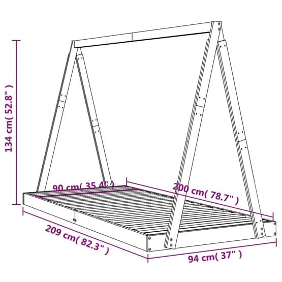 Sängram Barnsäng Vit 90X200 Cm Massiv Furu
