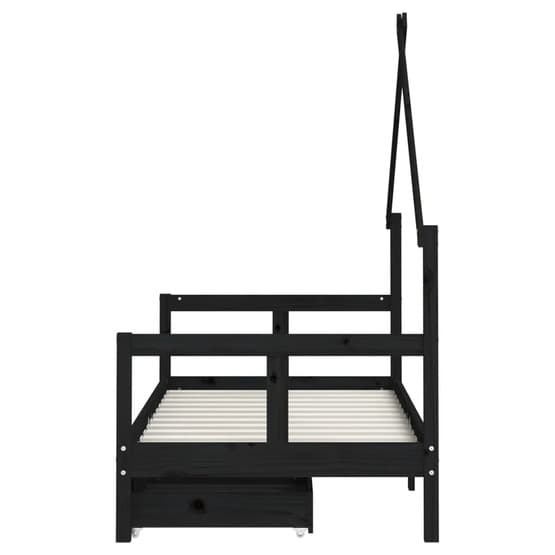 Sängram Med Lådor För Barnsäng Svart 80X160 Cm Massiv Furu