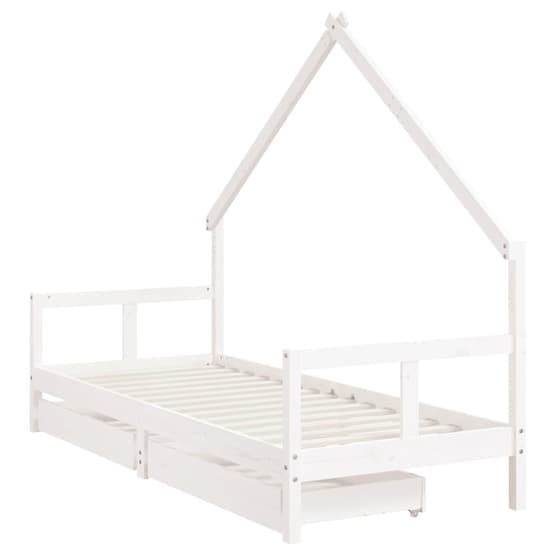 Sängram Barnsäng M. Lådor Vit 80X200 Cm Massiv Furu