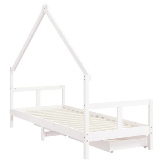 Sängram Barnsäng M. Lådor Vit 80X200 Cm Massiv Furu