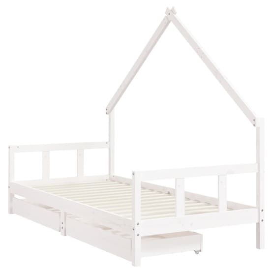 Sängram Barnsäng M. Lådor Vit 90X200 Cm Massiv Furu