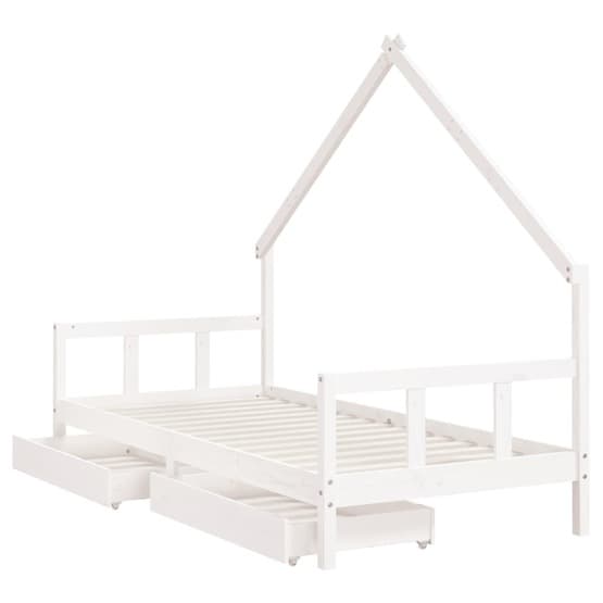 Sängram Barnsäng M. Lådor Vit 90X200 Cm Massiv Furu