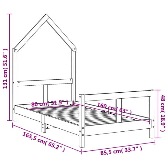 Sängram För Barnsäng 80X160 Cm Vit Massiv Furu