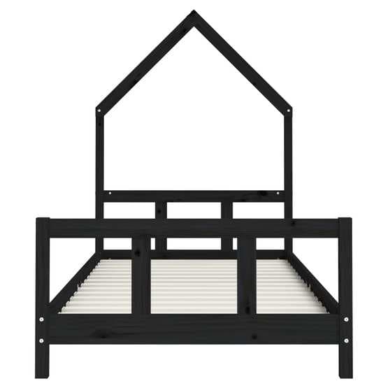 Sängram Barn Svart 90X190 Cm Massiv Furu
