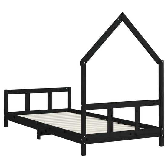 Sängram Barn Svart 90X190 Cm Massiv Furu