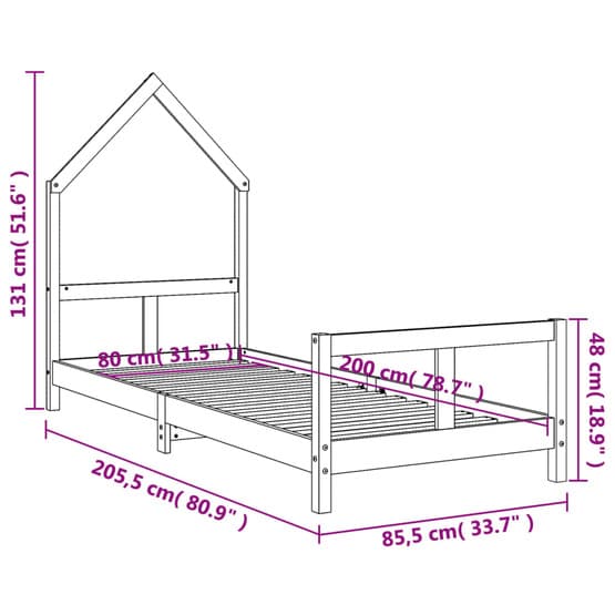 Sängram Barnsäng 80X200 Cm Vit Massiv Furu