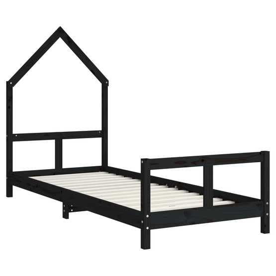 Sängram Barnsäng Svart 80X200 Cm Massiv Furu