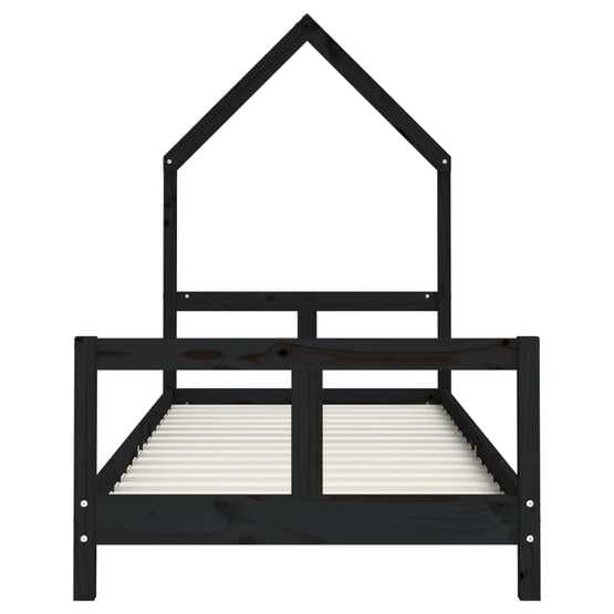 Sängram Barnsäng Svart 80X200 Cm Massiv Furu