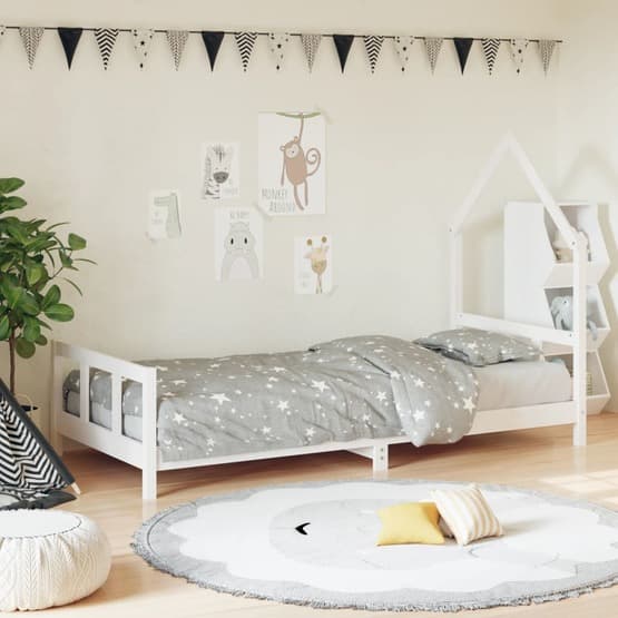 Sängram Barnsäng 90X200 Cm Massiv Furu Vit