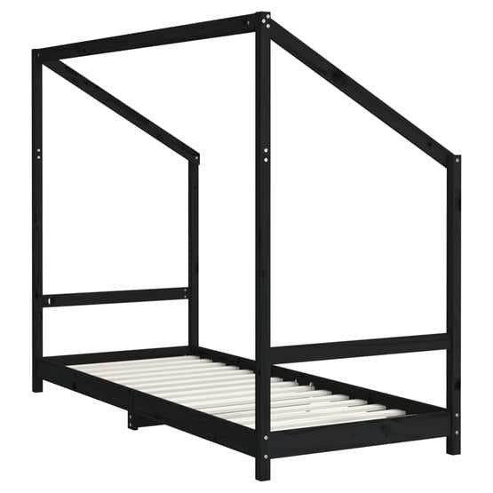 Sängram För Barnsäng Massiv Furu Svart 80X200 Cm