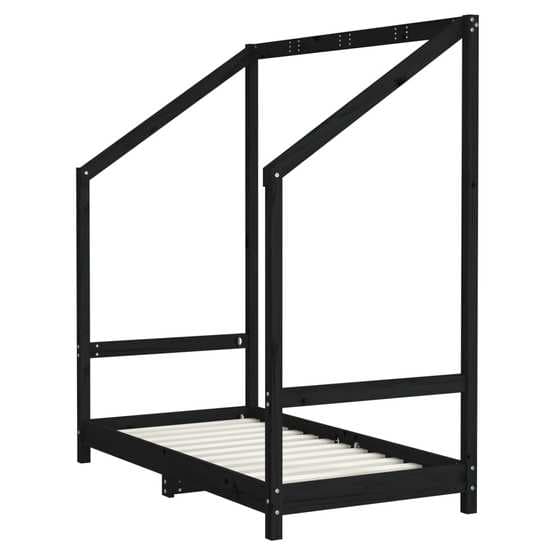 Sängram Barnsäng Massiv Furu 70X140 Cm Svart