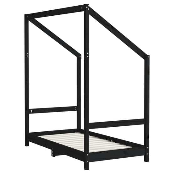 Sängram Barnsäng Massiv Furu 70X140 Cm Svart