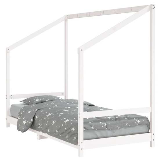 Sängram För Barn Vit 90X190 Cm Massiv Furu