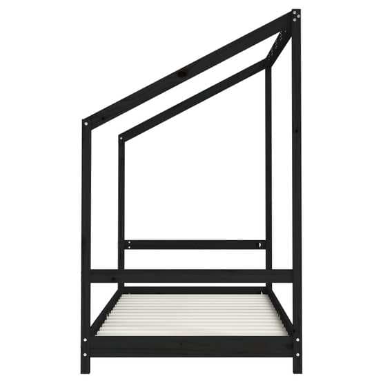Sängram För Barn Svart 90X190 Cm Massiv Furu