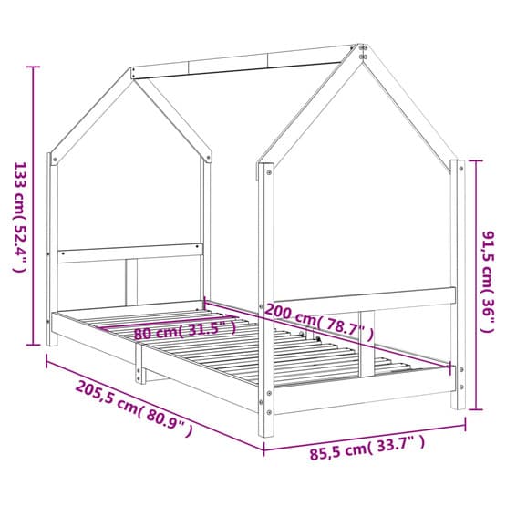 Sängram Barnsäng Vit 80X200 Cm Massiv Furu