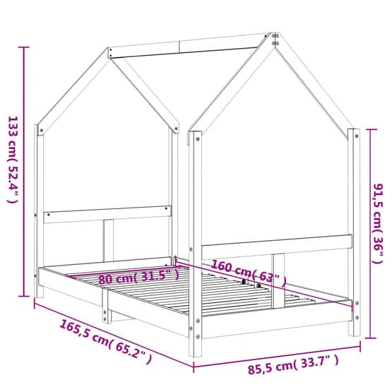 Sängram För Barnsäng 80X160 Cm I Massiv Furu