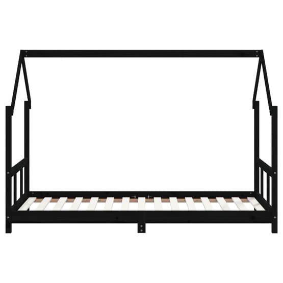 Sängram För Barn 90X190 Cm Svart Massiv Furu