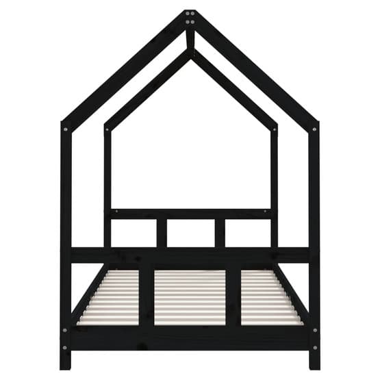 Sängram För Barn 90X190 Cm Svart Massiv Furu