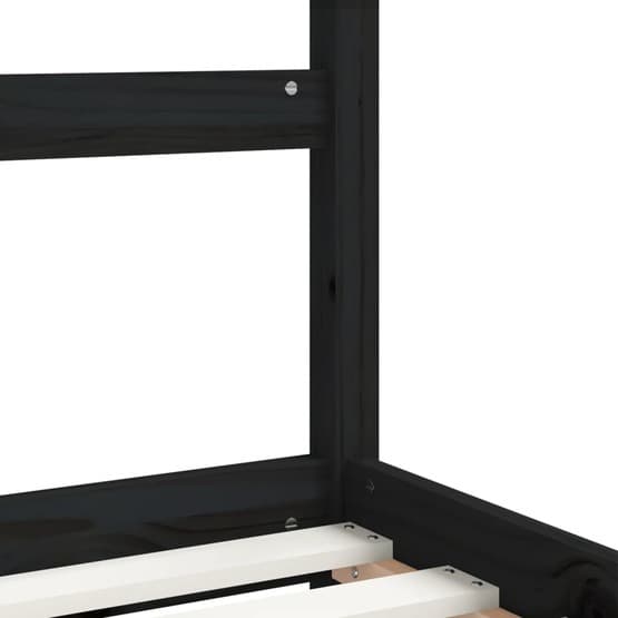 Sängram För Barn 90X190 Cm Svart Massiv Furu